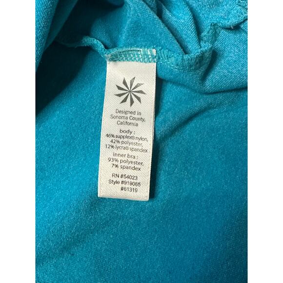 Athleta Turquoise Built-In Bra Tank Top Size Medium Strappy Athletic - Picture 7 of 8